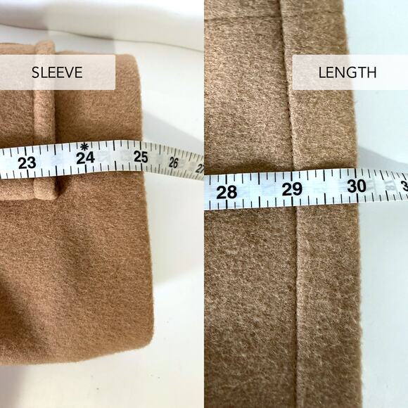 L.L.BEAN Classic 100% Wool Premium Italy Fabric Peacoat Coat in Camel Size 14 - Picture 16 of 16